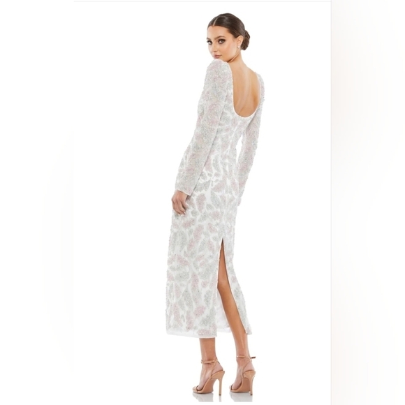 Mac duggal, Foliage Embellished‎ Sheath Dress, Ivory, Size 4, NWT - Picture 2 of 15